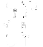 Душевая система встраиваемая WONZON & WOGHAND BRILLIANT, Черный матовый (WW-88939079-MB) - Gidratop.ru изображение