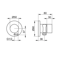 Вентиль запорный Keuco Ixmo 59541370201, круглый, c выводом для шланга и держателем лейки DN 15, черный матовый - Gidratop.ru изображение