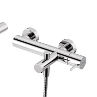 LEAF-VD-L-01 Смеситель для ванны и душа однорычажный в комплекте с ручным душем, шлангом и держателем, исполнение Хром - Gidratop.ru изображение