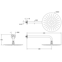 GESSI INCISO верхний душ настенная, шарнирная на 1/2,  Oslash;300мм, цвет: nero XL - Gidratop.ru изображение
