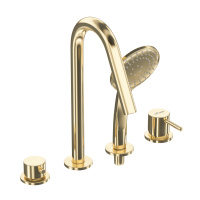 LEAF-BVDM4-L-SR смеситель на борт ванны врезной, на 4 отверстия, исполнение Sunrise - Gidratop.ru изображение