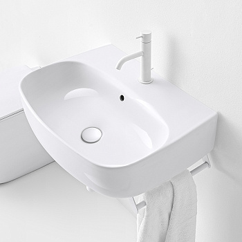 Раковина 60х45 см, 1 отв., подвесная/накладная, цвет: белый глянцевый