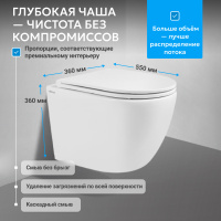 Унитаз ABBER Bequem AC1103 подвесной белый, безободковый - Gidratop.ru изображение