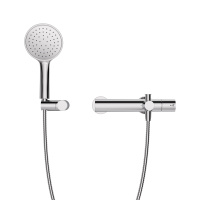 LEAF-VD-L-01 Смеситель для ванны и душа однорычажный в комплекте с ручным душем, шлангом и держателем, исполнение Хром - Gidratop.ru изображение