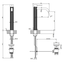 GESSI 316 смеситель для раковины на 1 отверстие, высокий h=305мм, с донным клапаном, излив 156мм, цвет: brushed black metal pvd - Gidratop.ru изображение