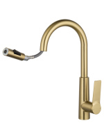 Смеситель для кухни с выдвижным изливом WONZON & WOGHAND, Брашированное золото (WW-A20782-BG) - Gidratop.ru изображение