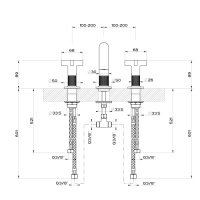 GESSI INCISO смеситель для раковины на 3 отверстия без донного клапана, излив 140мм, h=145мм, цвет: nero XL - Gidratop.ru изображение