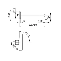 Держатель для верхнего душа Keuco Edition 300 53088370302, 30 см, цвет черный матовый - Gidratop.ru изображение
