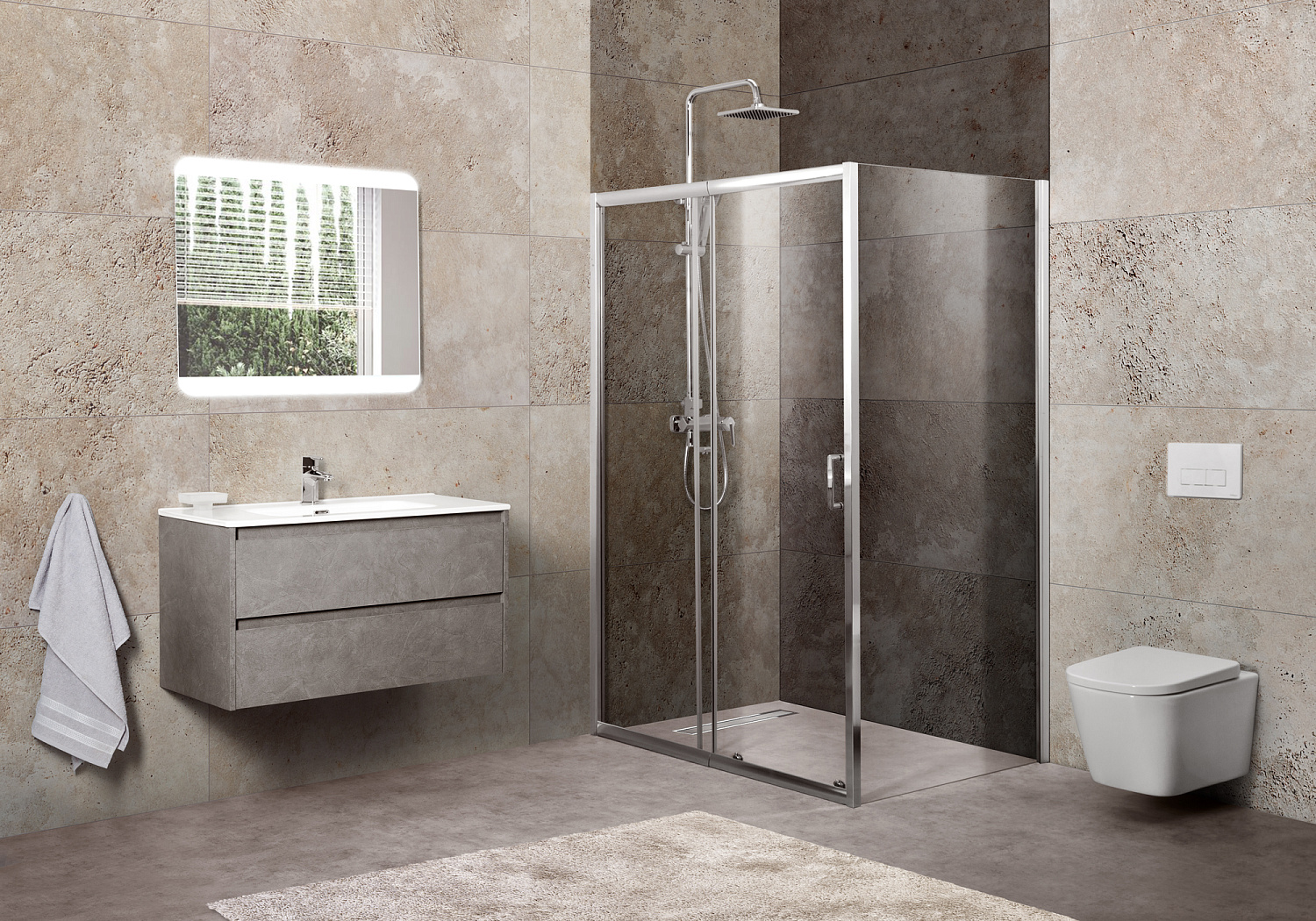 Душевой уголок BelBagno UNIQUE-AH-1-110/125-100-C-Cr