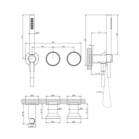 GESSI Origini смеситель для ванны встраиваемый на 2 выхода, с ручной лейкой, в компл с отд вставкой, цвет 'Finox Brushed Nickel  (внешняя часть) - Gidratop.ru изображение
