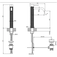 GESSI 316 смеситель для раковины на 1 отверстие, высокий, h=305мм, с донным клапаном, излив 156мм, цвет: brushed black metal pvd - Gidratop.ru изображение