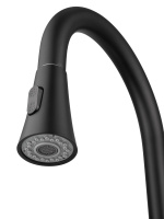 Смеситель для кухни с выдвижным изливом WONZON & WOGHAND, Черный матовый (WW-121E201L-MB) - Gidratop.ru изображение