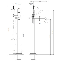 GESSI HABITO CESELLO смеситель для ванны напольный, однорычажный, цвет Black XL - Gidratop.ru изображение