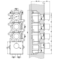 GESSI 316 встраиваемый термостатический смеситель на 3 источника, резьба 3/4 (внешние части), цвет: Black XL - Gidratop.ru изображение