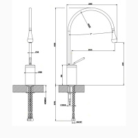 Gessi Goccia смеситель для раковины на 1 отверстие, высокий, излив 244мм R=125, цвет: хром - Gidratop.ru изображение