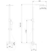 Душевая стойка ABBER Daheim AF8216BL с изливом, черный матовый - Gidratop.ru изображение