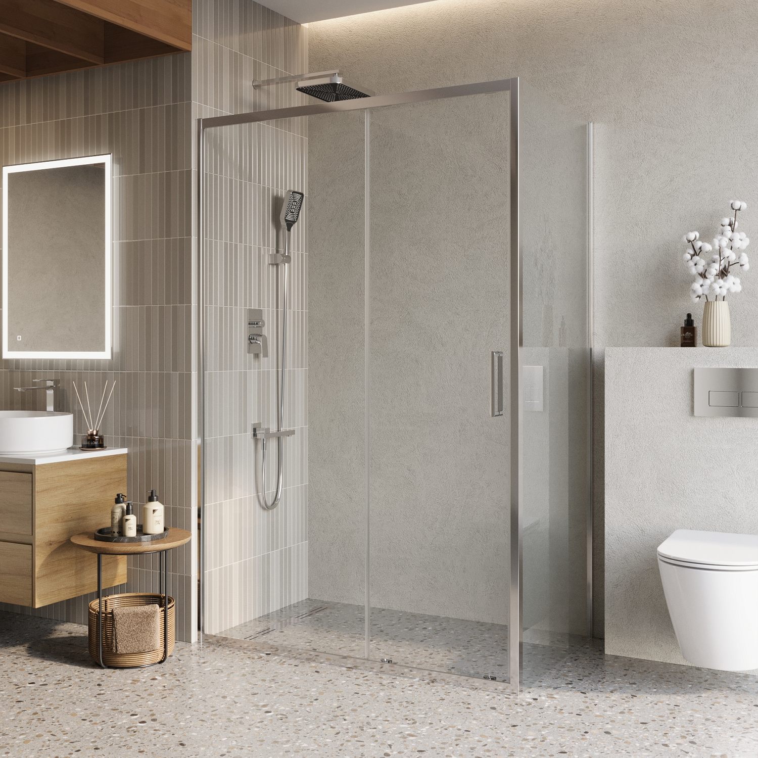 Душевой уголок BelBagno LUCE-AH-1-130/80-C-Cr