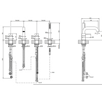 GESSI 316 смеситель для ванны на 4 отверстия, с переключателем, изливом и шлангом 1,50 м, цвет: brushed black metal pvd - Gidratop.ru изображение
