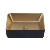 Раковина накладная ABBER Rechteck AC2212BG матовое золото с черным - Gidratop.ru изображение