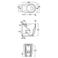 Унитаз напольный приставной безободковый "Rimless" высокий H=50см, 56х36,5см, слив универсальный, цвет: белый - Gidratop.ru изображение