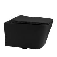 Комплект подвесной унитаз ABBER Rechteck AC1201MB черный матовый с инсталляцией AC0105 и кнопкой AC0121MMG золото матовое - Gidratop.ru изображение