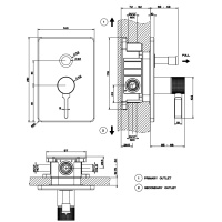 GESSI INCISO встраиваемый смеситель, на 2 источника с автоматическим переключателем (внешняя часть), цвет: хром - Gidratop.ru изображение