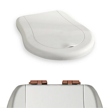 Сиденье NEW для унитаза, микролифт, цвет: белый/бронза