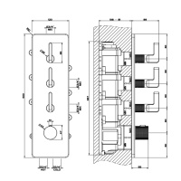 GESSI INCISO встраиваемый термостатический смеситель на 3 источника, резьба 3/4 (внешние части), цвет: nero XL - Gidratop.ru изображение