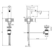 GESSI 316 смеситель для биде на 1 отверстие с донным клапаном, излив 118мм, цвет: brushed black metal pvd - Gidratop.ru изображение