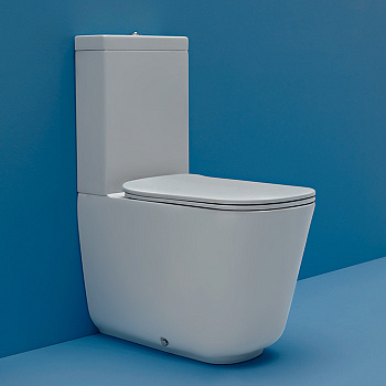 Унитаз моноблок 69х34.5см., c креплением WB5N, с сиденьем, микролифт, цвет: белый/хром