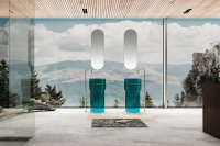 Раковина отдельностоящая прозрачная ABBER Kristall AT2701Aquamarin-H бирюзовая - Gidratop.ru изображение