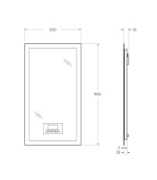Зеркало с LED подстветкой, К6500, сенсорным выключателем Touch System, системой антизапотевания, с радио и реверсивнаятчиком температуры 45061, 50x90 см - Gidratop.ru изображение