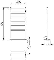 Полотенцесушитель электрический напольный WONZON & WOGHAND ESSEN, Брашированный никель (WW-A406-BR) - Gidratop.ru изображение