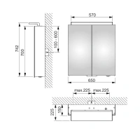 Зеркальный шкаф Keuco Royal L1 13602171301, 65 см, с подсветкой, алюминий серебристый - Gidratop.ru изображение