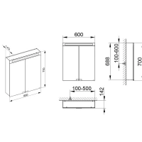 Зеркальный шкаф Keuco Royal E-One 44301171301, 60 см, с подсветкой, алюминий серебристый - Gidratop.ru изображение