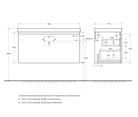 GIUBILEO-N База под раковину подвесная с одним внешним и одним внутренним выкатными ящиками, ясень брашированный,996x443x500, GIUBILEO-N-100-2C-SO-FS-P - Gidratop.ru изображение