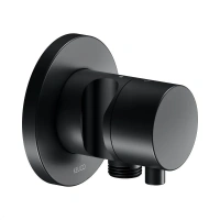 Вентиль запорный Keuco IXMO 59557371201 на 2 потребителя, с выводом для шланга и держателем лейки, черный матовый - Gidratop.ru изображение