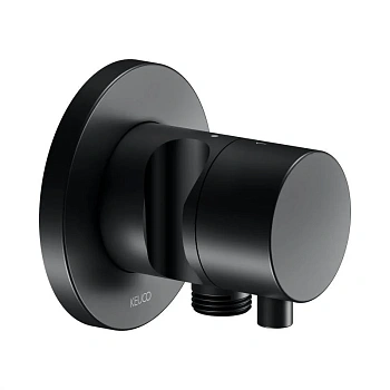 Вентиль запорный Keuco IXMO 59557371201 на 2 потребителя, с выводом для шланга и держателем лейки, черный матовый