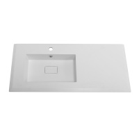 раковина из искусственного мрамора, чаша слева 50213 Bianco opaco, 106x46x1,6 - Gidratop.ru изображение