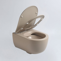 Унитаз подвесной Evo VT1-34SMC безободковый, цвет капучино матовый, ультратонкое soft-close сиденье - Gidratop.ru изображение