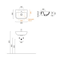 Catalano Italy Раковина 45*34, с 1 отв, под смеситель, цвет белый глянцевый - Gidratop.ru изображение