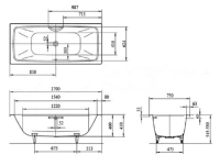 Ванна стальная Kaldewei Cayono Duo easy-clean mod 724, 170 x 75 см, белый, 724 272400013001 - Gidratop.ru изображение