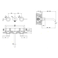 GESSI 316 встраиваемый смеситель с изливом 200-180мм (внешние части), цвет: steel brushed - Gidratop.ru изображение