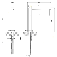 Gessi Rettangolo смеситель для раковины с высоким изливом 213мм, цвет: хром - Gidratop.ru изображение