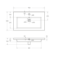 Керамическая раковина CZR-8070-75, 760x460x140 - Gidratop.ru изображение