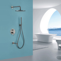 Душевая система ABBER Wasser Kreis AF8117NG скрытого монтажа с изливом, никель - Gidratop.ru изображение