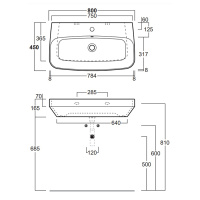 Раковина 80х45 см, 1 отв., цвет: белый - Gidratop.ru изображение