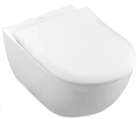 Подвесной безободковый унитаз Villeroy&Boch Subway 2.0 5614R2R1 с покрытием CeramicPlus с крышкой-сиденьем Slimseat с микролифтом, альпийский белый - Gidratop.ru изображение