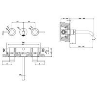 GESSI 316 встраиваемый смеситель с изливом 200-180мм (внешние части), цвет: brushed black metal pvd - Gidratop.ru изображение