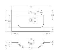 Керамическая раковина CZR-8099-90/50, 910x510x170 - Gidratop.ru изображение